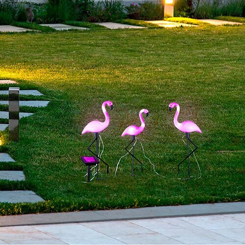 Solcellebelysning flamingoer - 3'er sæt