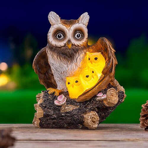 Solcellelys ugle m/ unger