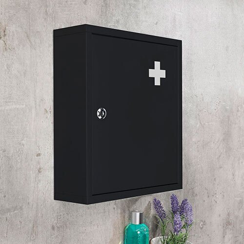 Medicinskab til væg - 36 x 31,5 x 10 cm. | Sort