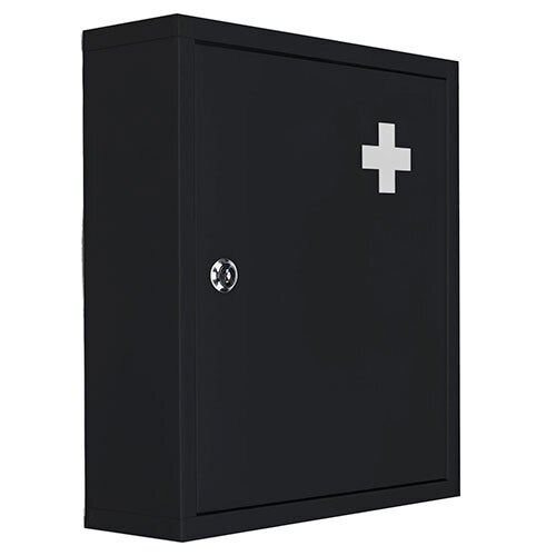 Medicinskab i stål - 36 x 31,5 x 10 cm. | Sort