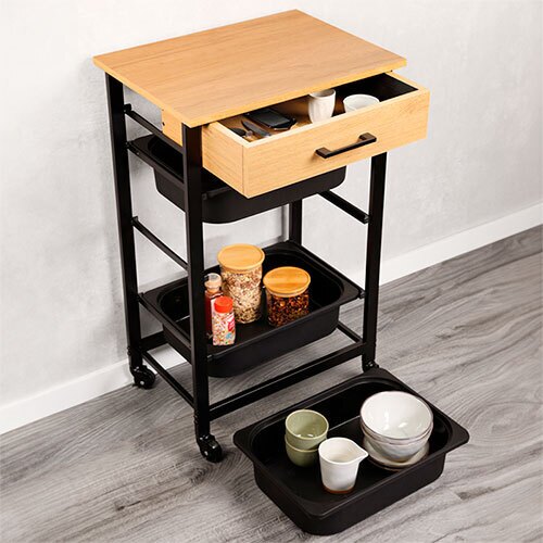 Køkkentrolley i træ og metal - Eva