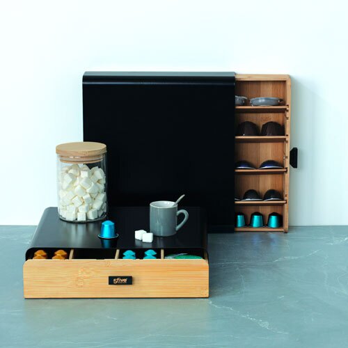 Kapselholder i metal og bambus