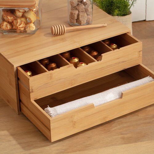 Kapselholder med udtræksskuffer i bambus
