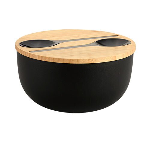 Salatskål med låg og bestik - Ø 24 cm.