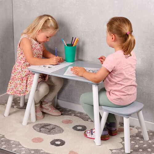 Bord- og stolesæt til børneværelse - Grå