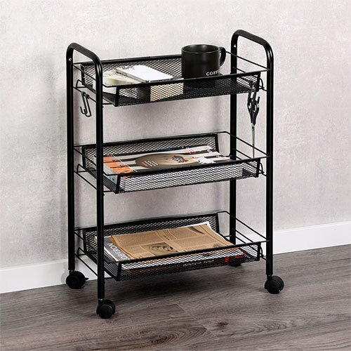 Køkkenø med 3 trådhylder - Black Scan