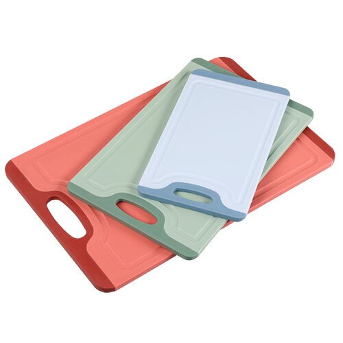 Skærebræt i plast m/ saftrille multi - Sæt 3 stk.