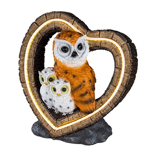 Ugle med unger XL - Solcellelys