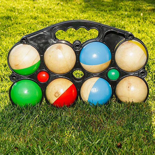 Petanquespil med 8 bolde og holder