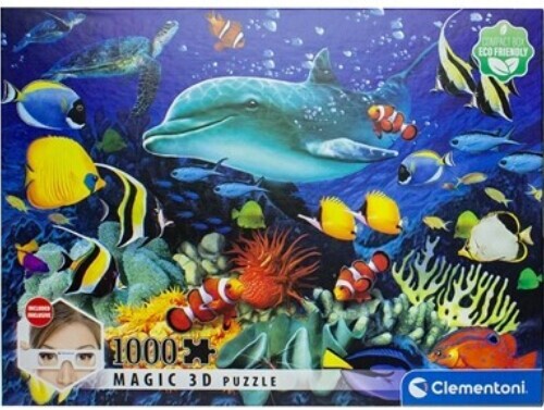 Delfin Magic 3D puslespil 1000 brikker med briller