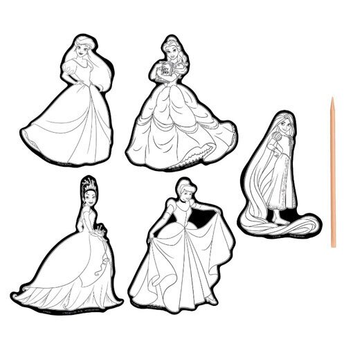Klistermærke skrabekort Disney Prinsesser - 6 dele
