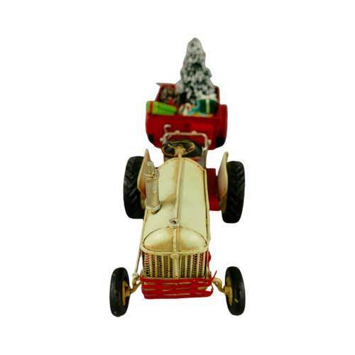 Juletraktor med vogn - Rød