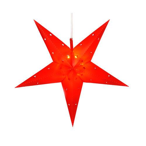 Julestjerne med LED lys - Rød 44 x 18,5 cm.
