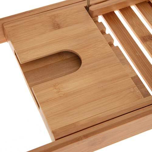 Badekarsbord i bambus m/ holder til vinglas 70-105 cm.