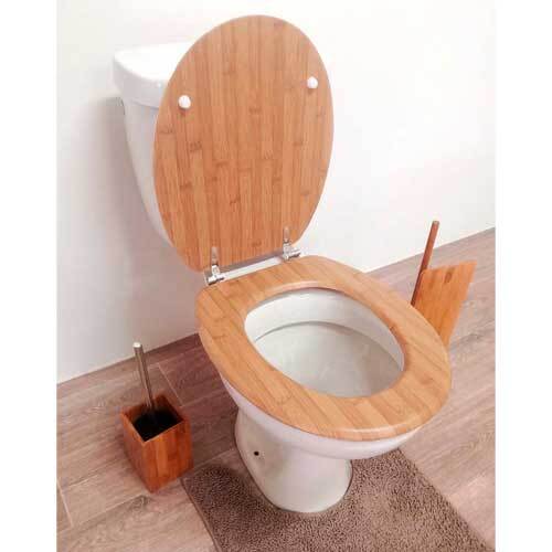 Træ toiletsæde med bambus look
