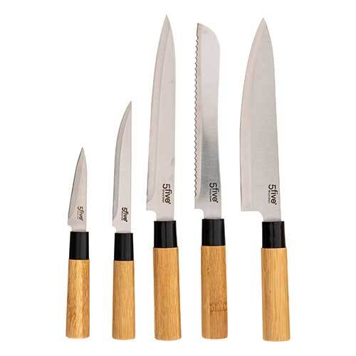 Bambus knivblok m/ knive køkkenredskaber | Køb
