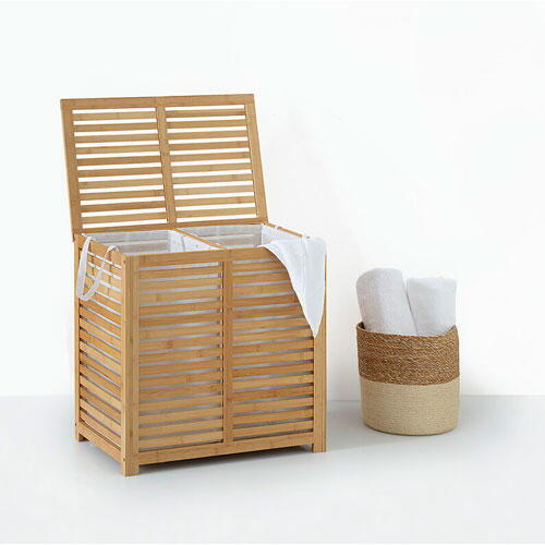 Zen dobbelt vasketøjskurv - Bambus | Køb