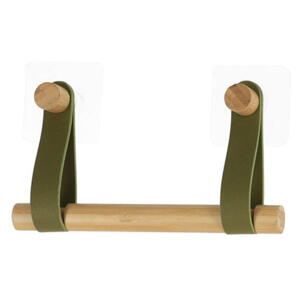 Bamboo toiletrulleholder m/ kunstlæder - Grøn