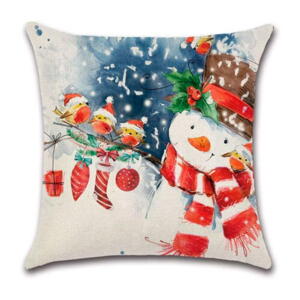 Snowman & Birds pyntepudebetræk - 45 x 45 cm.