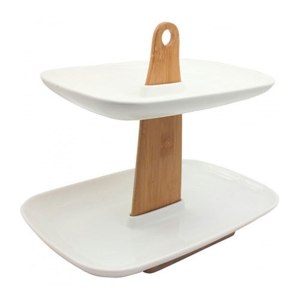 Kassel opsats 2 etager - Bambus og porcelæn