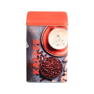 Metal kaffedåse - 18,5 x 14,5 x 8,5 cm. | Orange