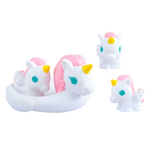 Play enhjørning m/ familie i gummi - 4 stk.