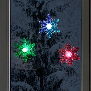 Snefnug m/ flerfarvet LED lys - 3 stk.