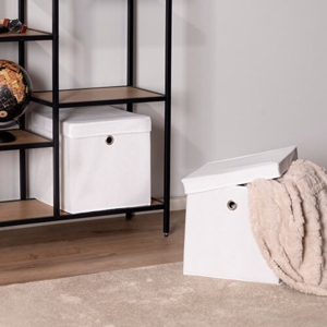 Grå opbevaringskasser m/ låg 2'er sæt - 30 x 30 cm.