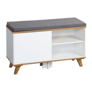 Nordic skobænk i MDF træ m/ hynde - Hvid