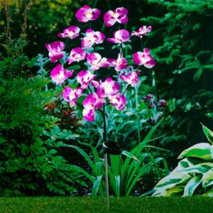 Orkide m/ solcellelys 20 LED'er | 75 cm.