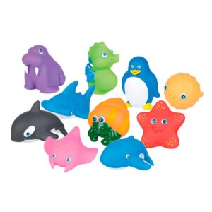 Badedyr m/ vandsprøjt - 10 stk.