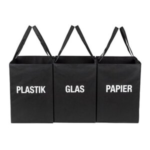 OrgaLuxe affaldssortering m/ håndtag | 3 stk. - Sort