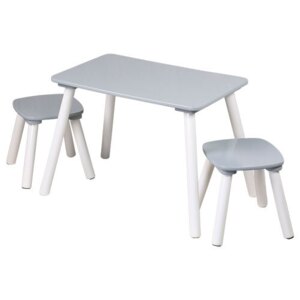 Børnebord m/ 2 stole i 100% FSC - Grå
