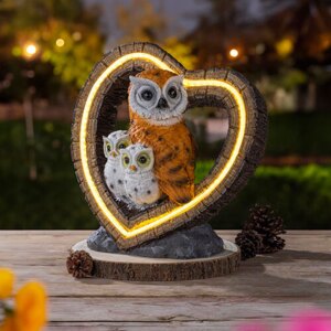 Ugle m/ unger XL - LED solcellelys