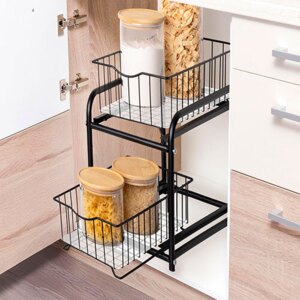 Organizer m/ udtræk til skab - Sort 2 etager