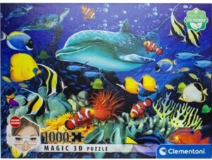 Delfin Magic 3D puslespil 1000 brikker med briller
