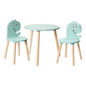 Dinosaur børnebord m/ 2 stole i MDF træ