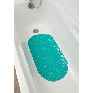 Bubbles skridsikker bademåtte 36 x 69 cm. - Caribbean green