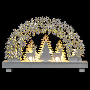 Vinterlandskab i MDF træ /m 8 LED lys - Hvid