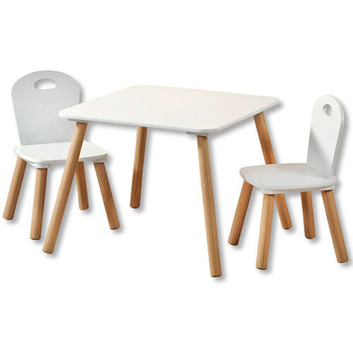 Børnebord m/ 2 stole i 100% FSC - Hvid
