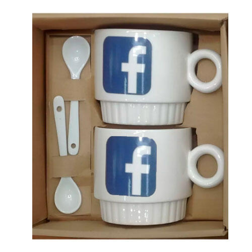 Facebook porcelænskrus 2'er sæt