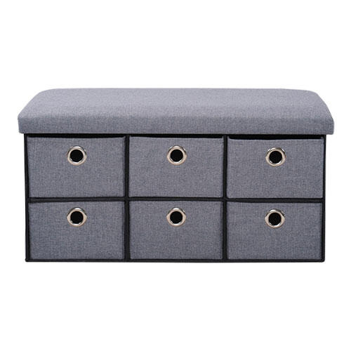 Bænk m/ 6 kurve - 38 x 76 x 38 cm. | Grå