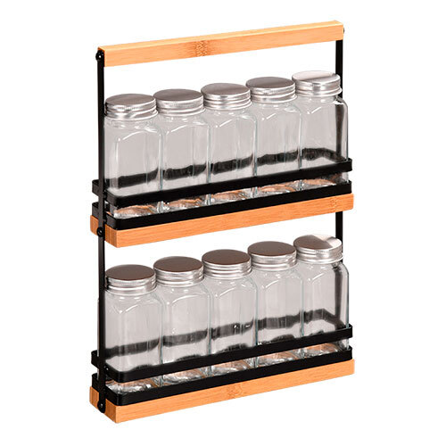 Bambus krydderihylde - 10 glas | Sort