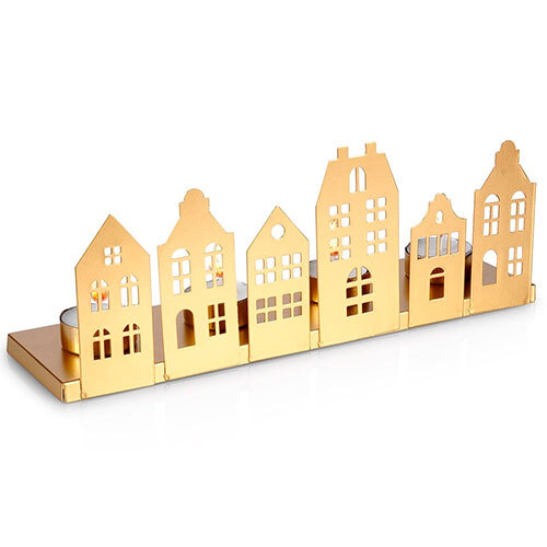 Jule fyrfadsstage - Guld | 11 x 30 x 8 cm.