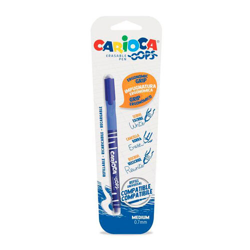Carioca Oops sletbar kuglepen - 0,7 mm. blå
