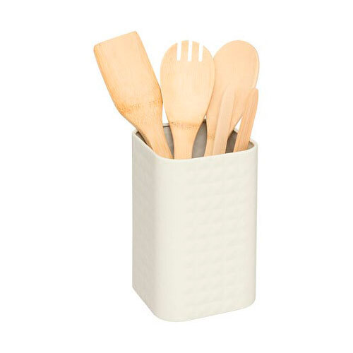 Køkkenredskabsholder m/ 4 redskaber - Beige