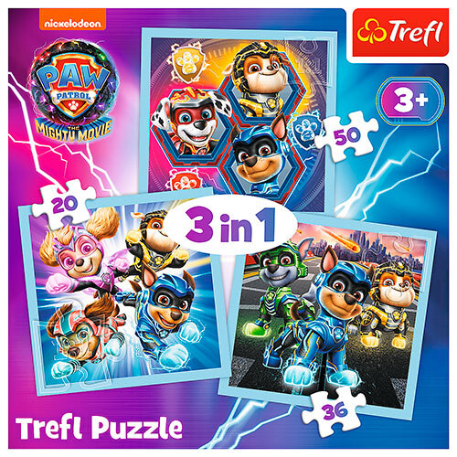3-i-1 puslespil - Paw Patrol The Mighty Movie