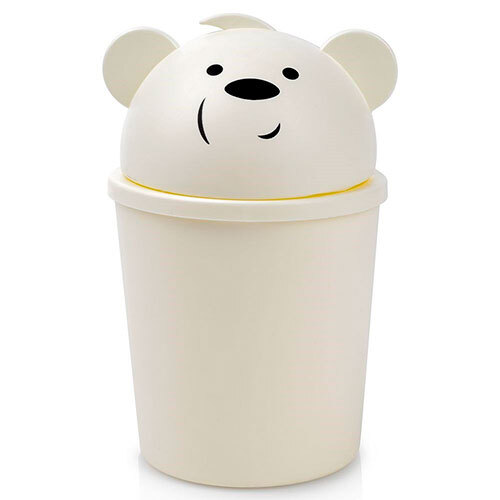 Bamse affaldsspand m/ vippelåg 1,5 L - Creme