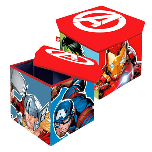 Avengers legetøjskasse m/ siddeplads - 30 x 30 cm.