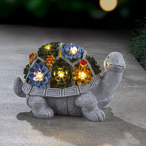 Skildpadde havefigur m/ solcellelys